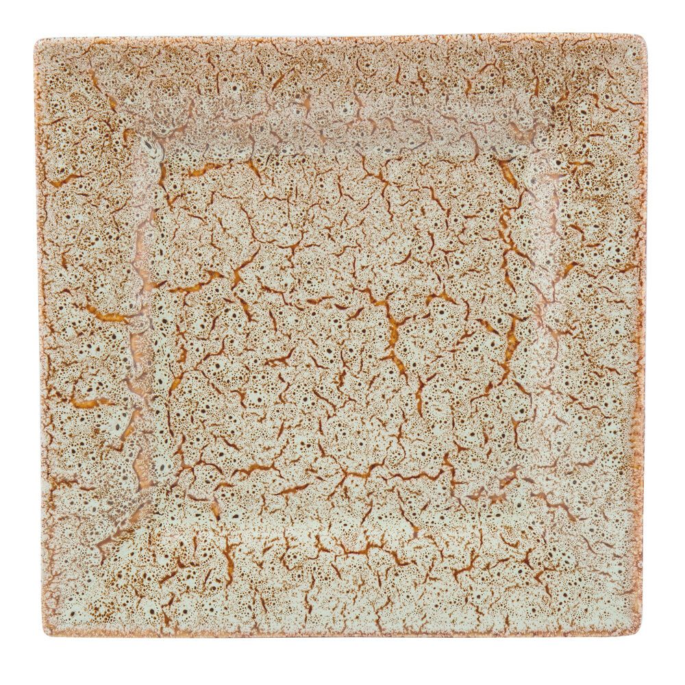 10 Strawberry Street WTR-12SQ-TE Tiger Eye 11 5/8" Square Porcelain Charger Plate - 6/Pack