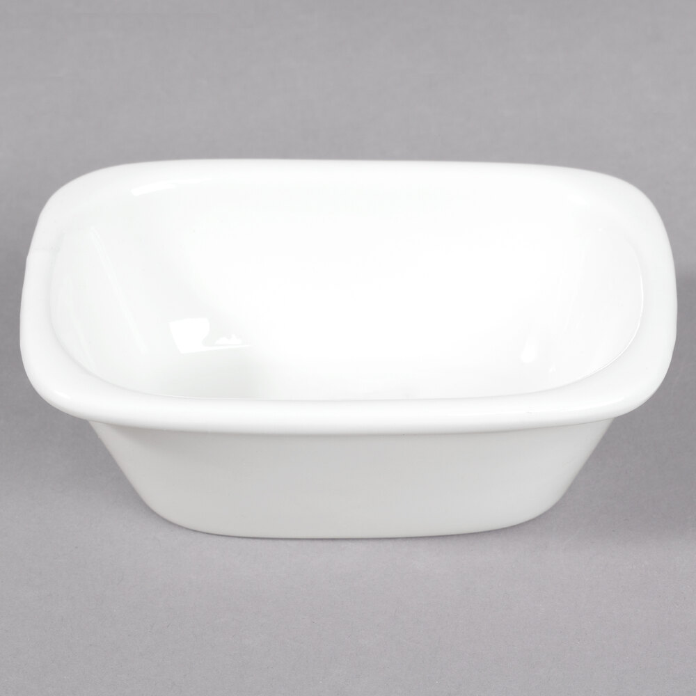 10 Strawberry Street WTR-34RECBWL Whittier 2.5 oz. White Rectangular Porcelain Bowl - 36/Case
