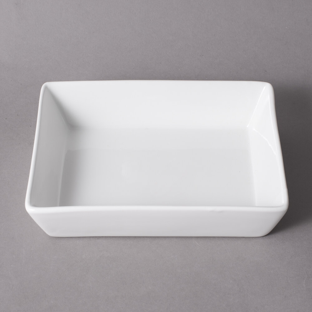 10 Strawberry Street WTR-56RECDSH Whittier 13 oz. White Rectangular Porcelain Dish - 36/Case