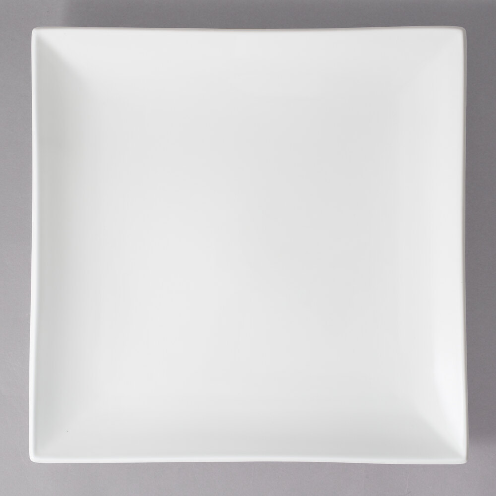 10 Strawberry Street WTR-16CPSQ Whittier 15 1/2" White Square Porcelain Coupe Platter - 4/Case