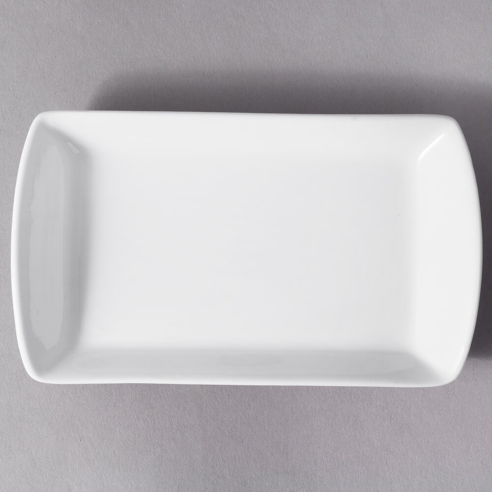 10 Strawberry Street WTR-25RECTB Whittier 5" x 3" White Rectangular Porcelain Tid Bit Tray - 36/Case