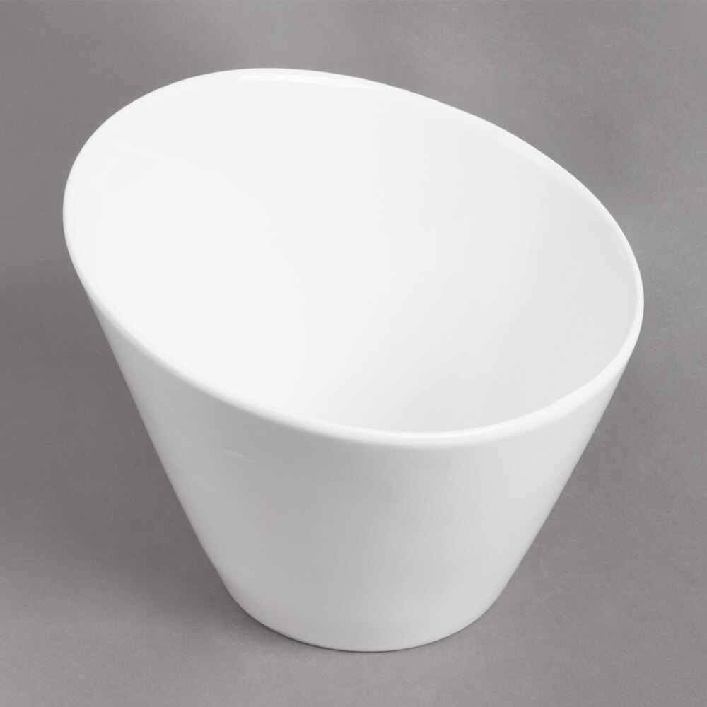 10 Strawberry Street WTR-9SLNTBWL Whittier 2 Qt. White Porcelain Tall Slant Bowl - 8/Case