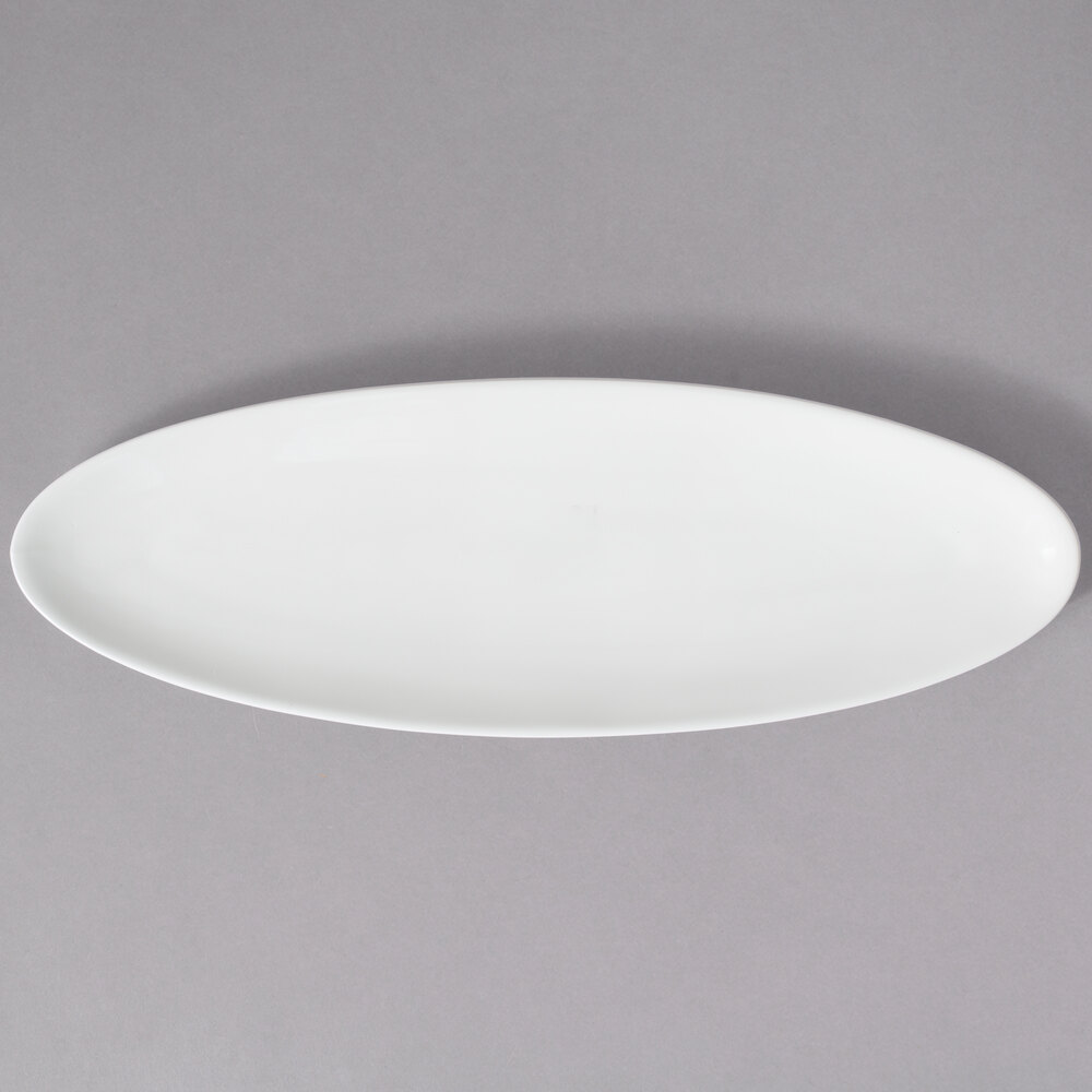 10 Strawberry Street WTR-16OVLEAF Whittier 15 7/8" x 5 3/8" White Oval Porcelain Leaf Platter - 24/Case
