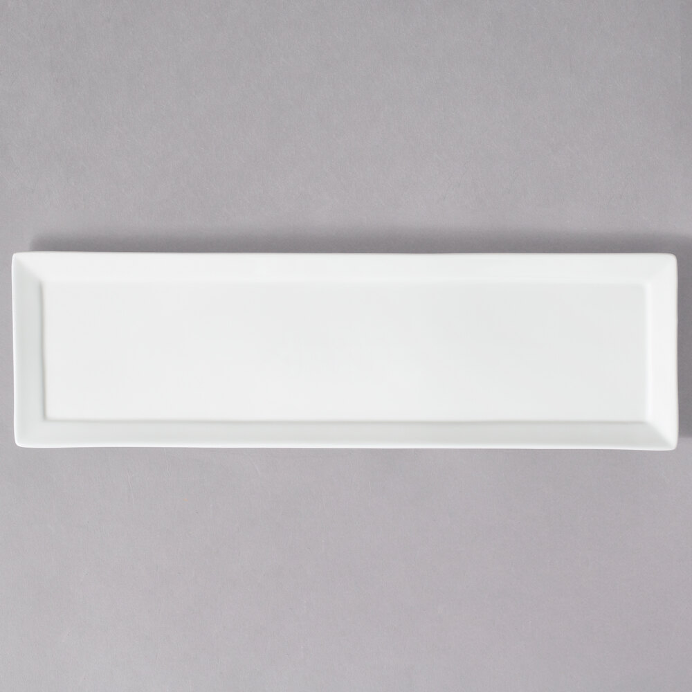 10 Strawberry Street WTR-20-6REC Whittier 20" x 6" White Rectangular Porcelain Platter - 12/Case