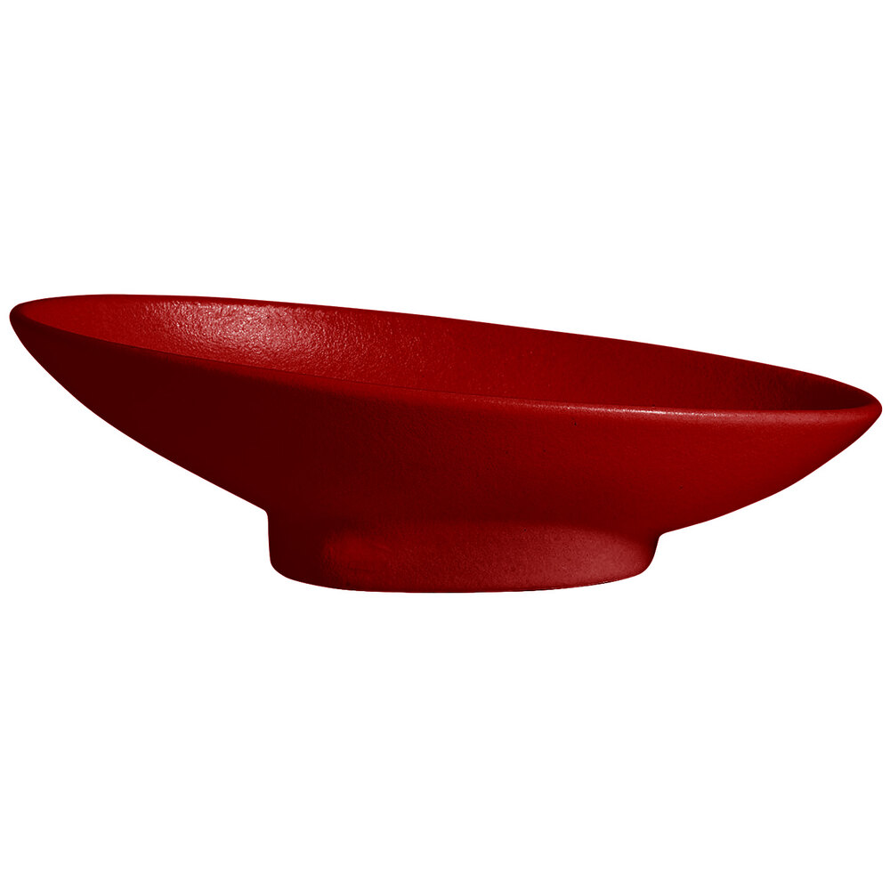 G.E.T. Enterprises BO204FR Bugambilia 1.4 Qt. Classic Textured Finish Fire Red Resin-Coated Aluminum Deep Large Oval Sphere