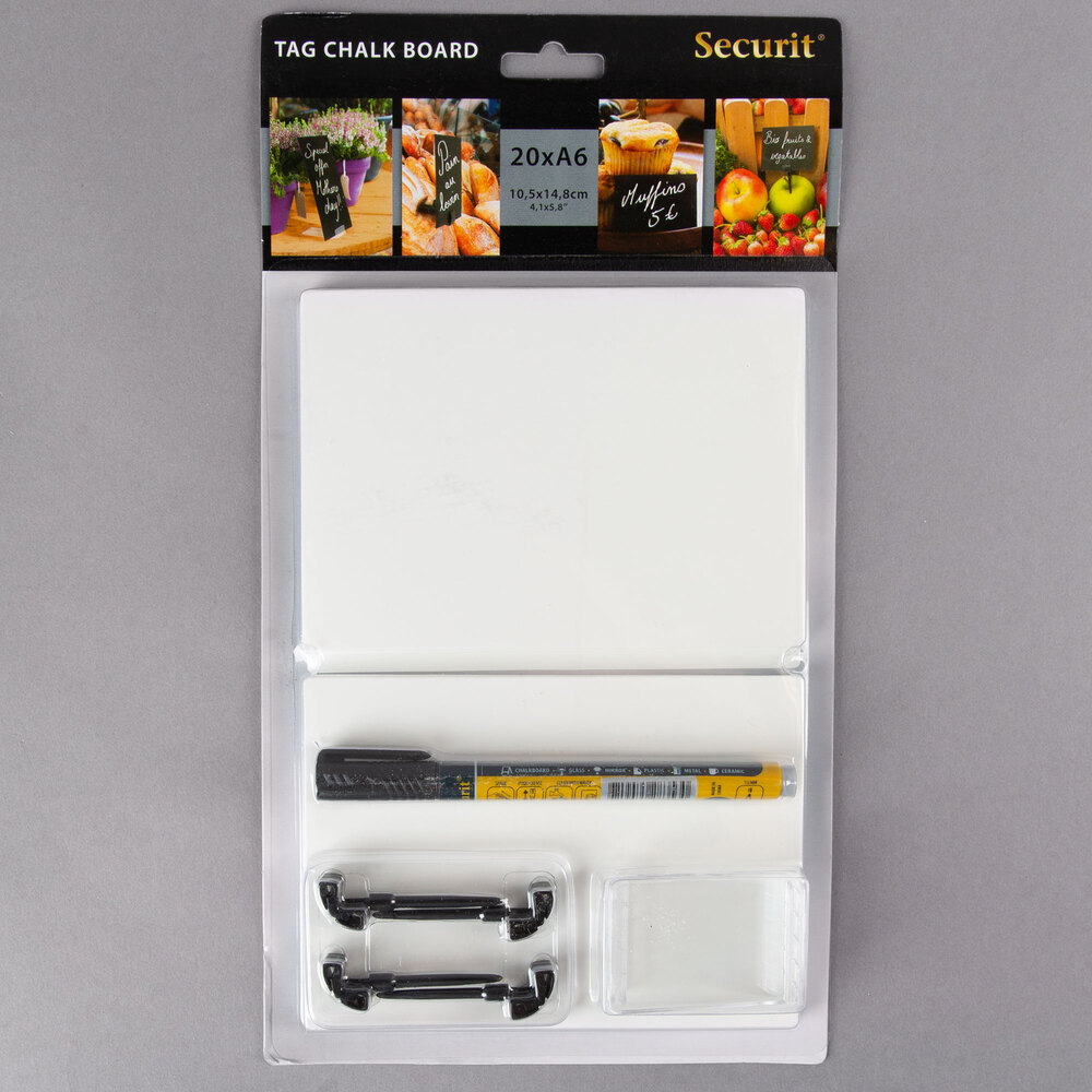 American Metalcraft TAGA6BL 6" x 4" Mini White Chalk Cards and Marker Display Kit  - 20/Pack