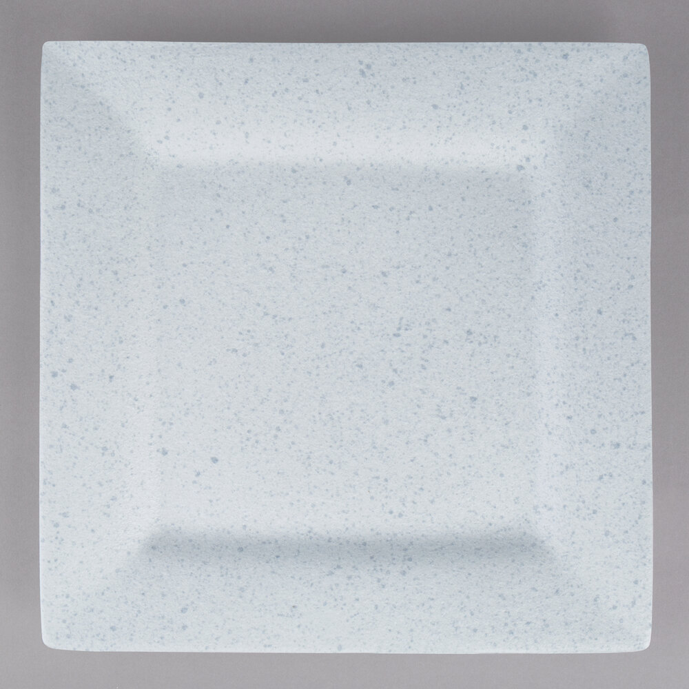 10 Strawberry Street WTR-12SQ-BS Blue Speckled 11 5/8" Square Porcelain Charger Plate - 6/Pack