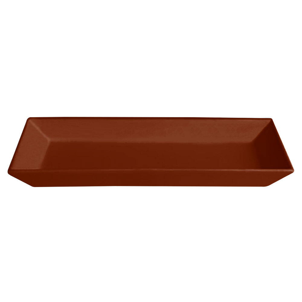 G.E.T. Enterprises BUDS13CH Bugambilia 17" x 8 1/8" Classic Textured Finish Chocolate Resin-Coated Aluminum Medium Deep Rectangular Platter