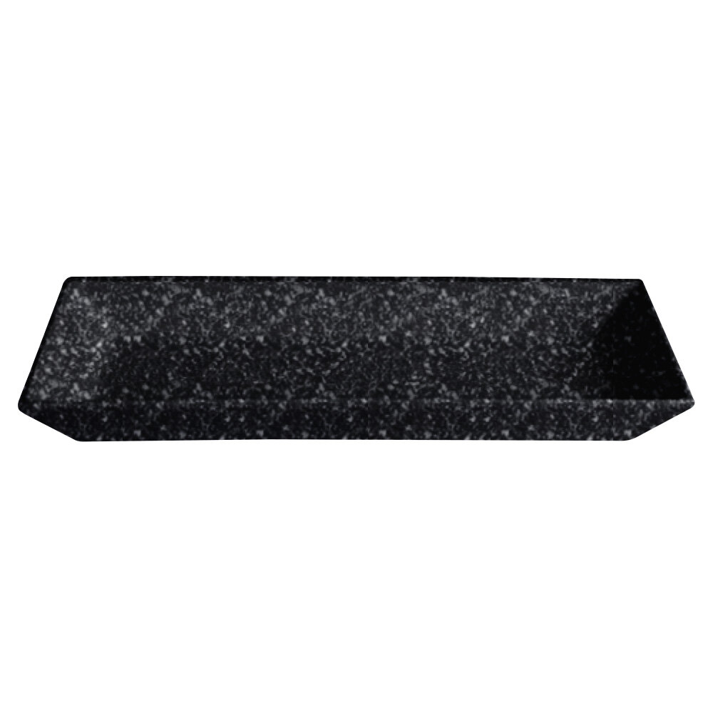 G.E.T. Enterprises BUDS13GB Bugambilia 17" x 8 1/8" Classic Textured Finish Black Granite Resin-Coated Aluminum Medium Deep Rectangular Platter