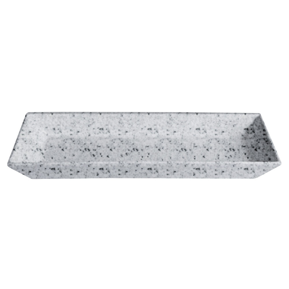 G.E.T. Enterprises BUDS13G Bugambilia 17" x 8 1/8" Classic Textured Finish Grey Granite Resin-Coated Aluminum Medium Deep Rectangular Platter