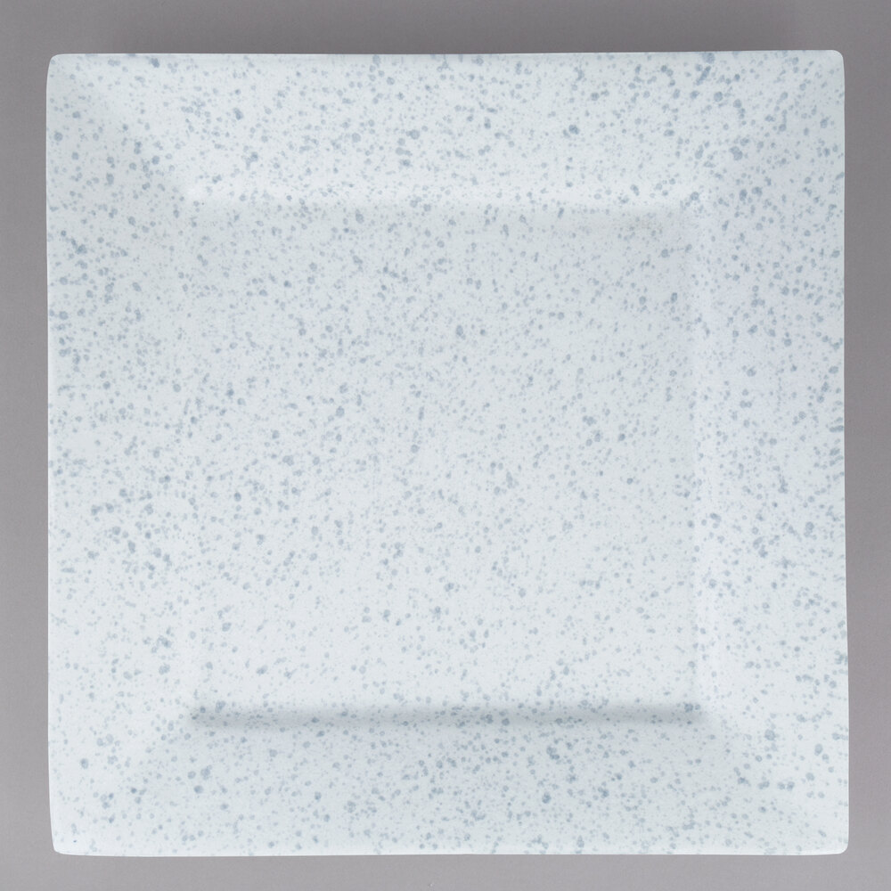 10 Strawberry Street WTR-16SQ-BS Blue Speckled 16" Square Porcelain Platter - 4/Pack
