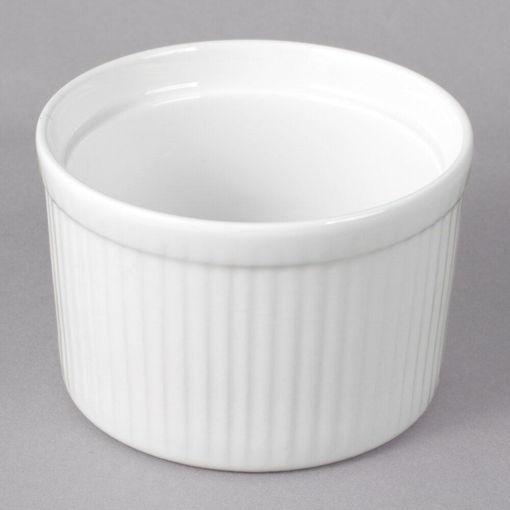 10 Strawberry Street WTR-4SUF Whittier 8 oz. White Porcelain Fluted Ramekin - 48/Case