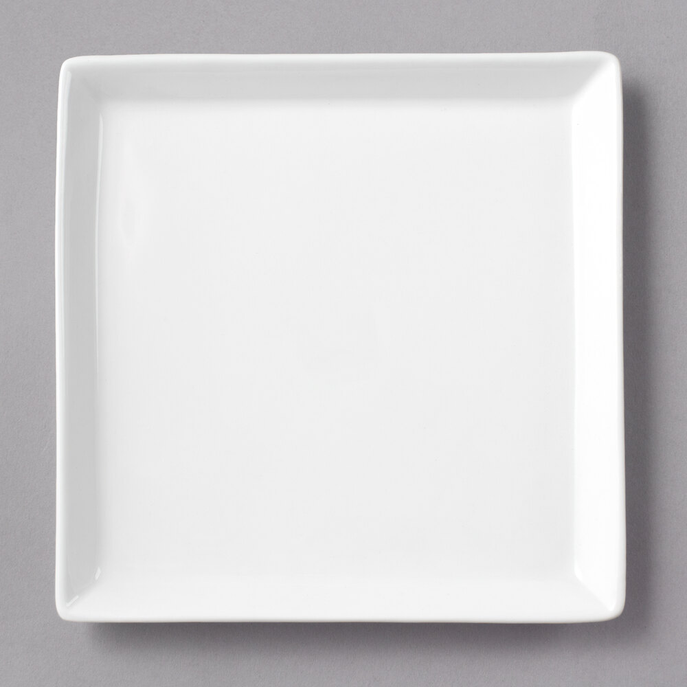 10 Strawberry Street WTR-6SQDSH Whittier 6 3/8" White Square Porcelain Plate - 24/Case