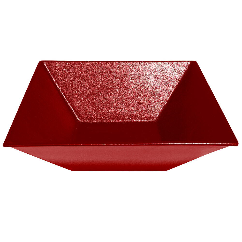 G.E.T. Enterprises BSD16FR Bugambilia 13.5 Qt. Classic Textured Finish Fire Red Resin-Coated Aluminum XL Deep Square Bowl