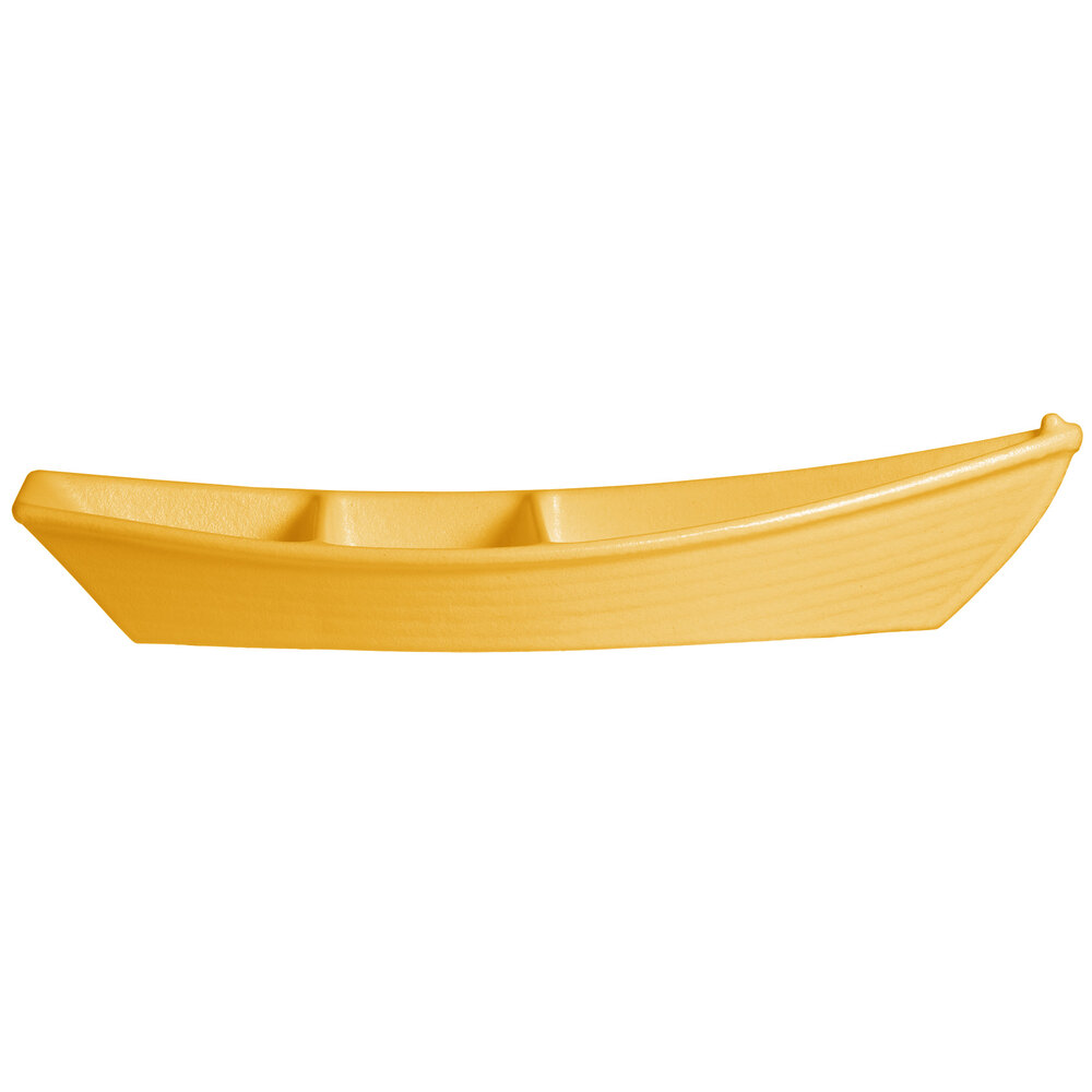 G.E.T. Enterprises BT320YW Bugambilia 3.6 Qt. Classic Textured Finish Yellow Resin-Coated Aluminum Deep Boat with Dividers