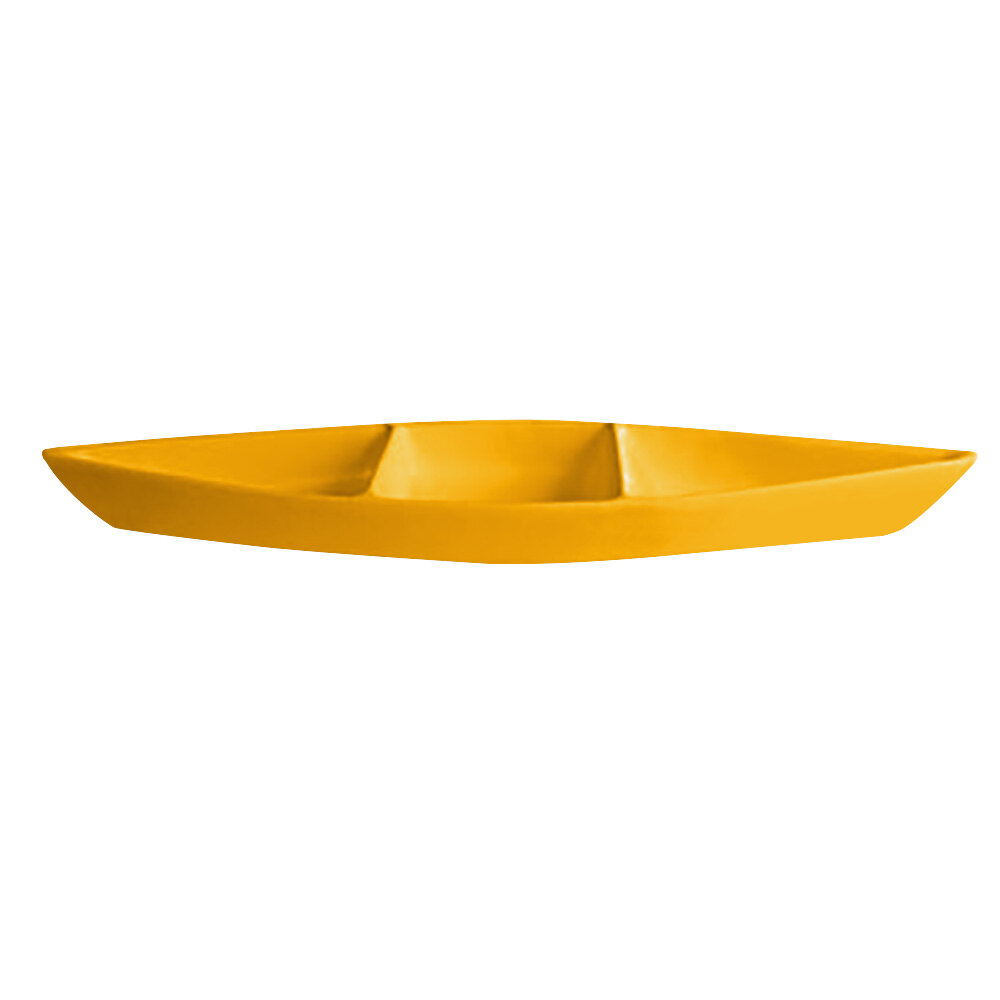 G.E.T. Enterprises BT319-MOD-YW Bugambilia 6.9 Qt. Smooth MOD Finish Yellow Resin-Coated Aluminum Deep Boat with Dividers