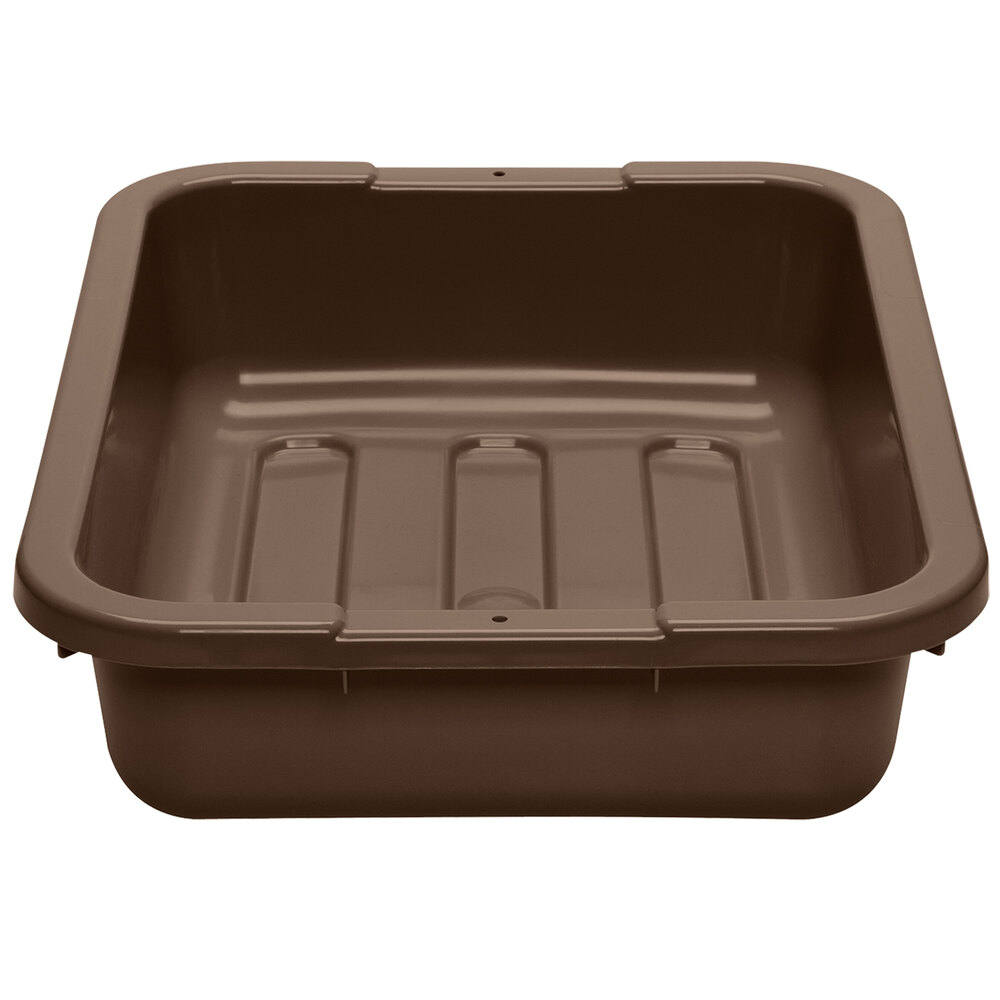 Cambro 1520CBP131 Poly Cambox 20" x 15" x 5" Dark Brown Polyethylene Bus Tub with Ribbed Bottom