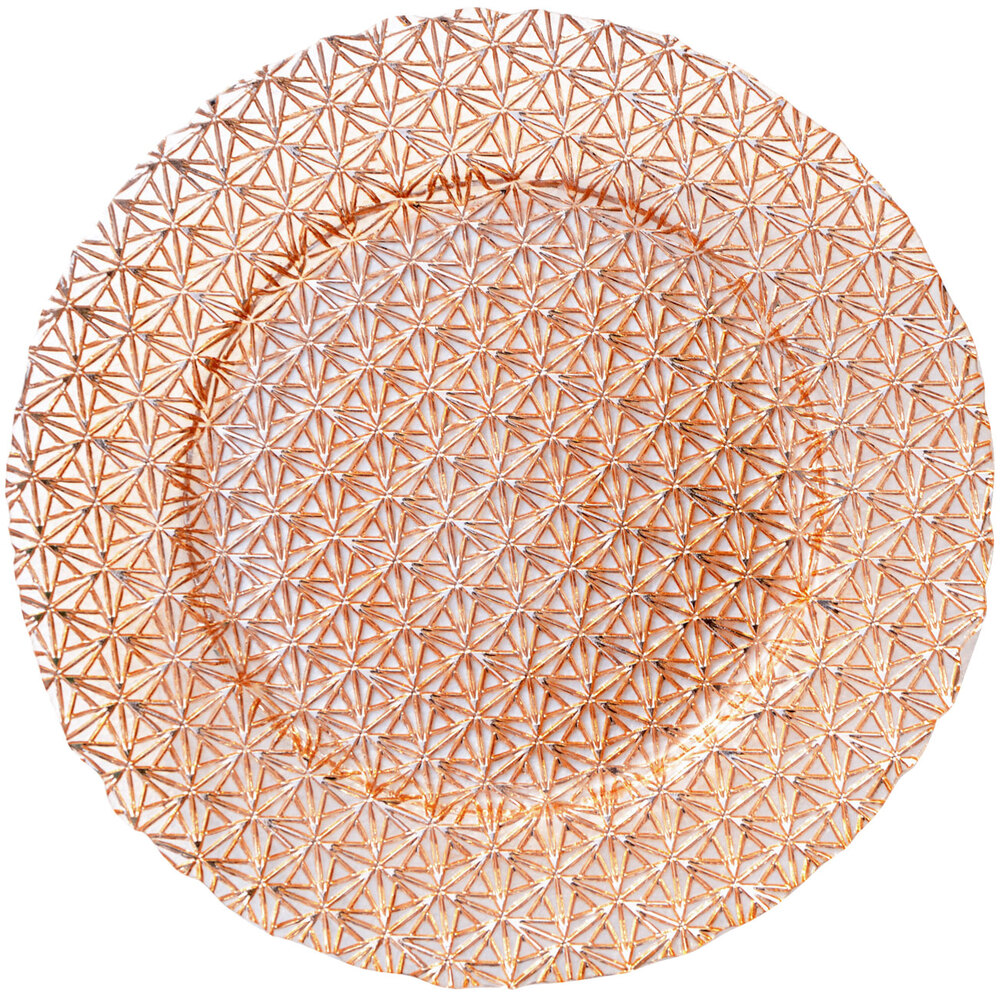 Bon Chef 200009RG Tavola 13" Rose Gold Gem Glass Charger Plate - 8/Pack