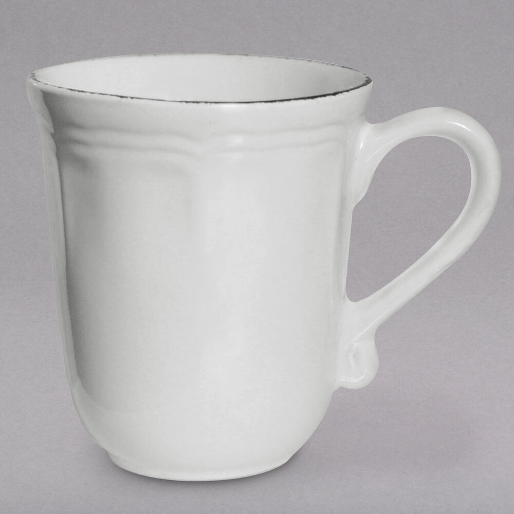 10 Strawberry Street OXFRD-28 Oxford 16 oz. Silver/Metallic Rim White Stoneware Mug - 24/Case
