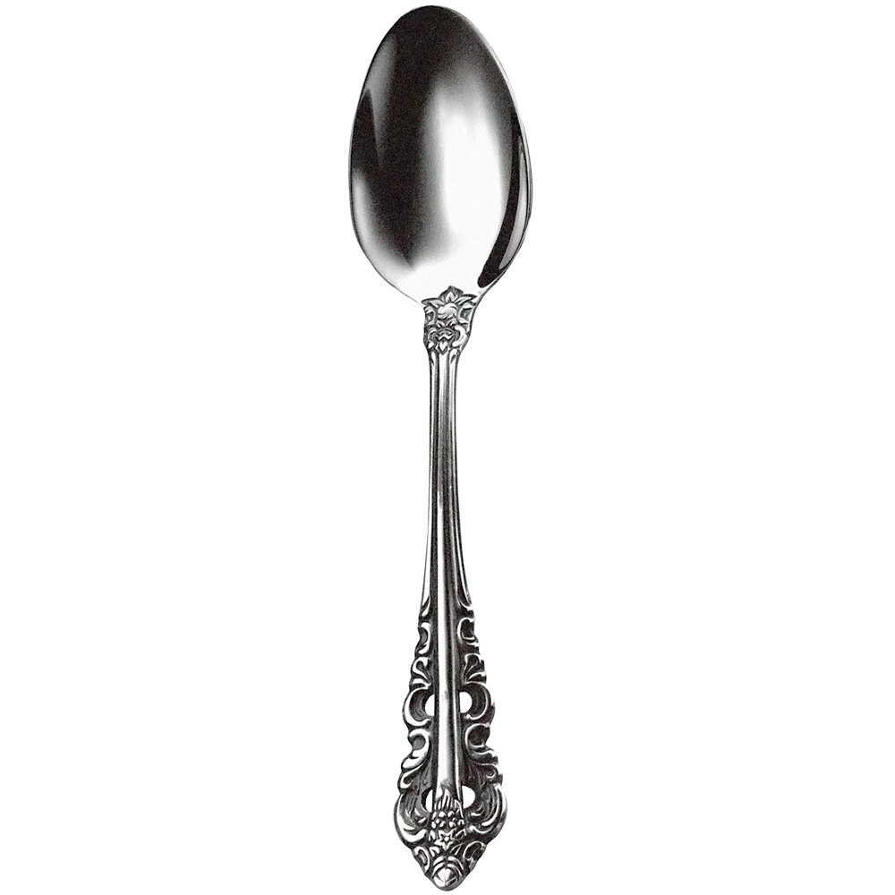 Walco Classic Baroque from Steelite International WL6801FST 6 3/8" 18/10 Fieldstone Finish Stainless Steel Extra Heavy Weight Tea Spoon - 12/Case