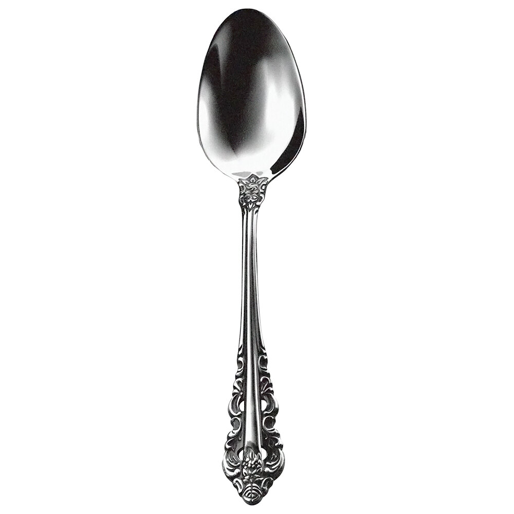 Walco Classic Baroque from Steelite International WL6807FST 7 3/8" 18/10 Fieldstone Finish Stainless Steel Extra Heavy Weight Dessert Spoon - 12/Case