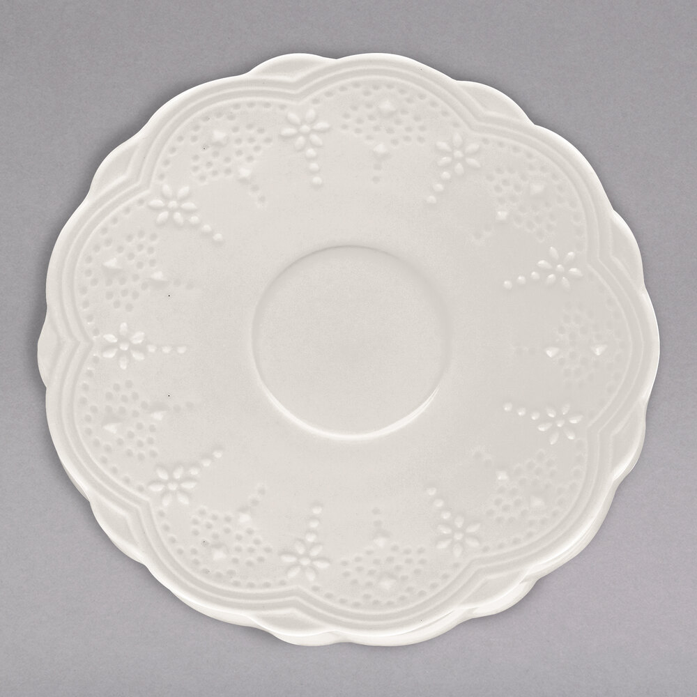 10 Strawberry Street VTNA-0009S Valentina 6" White New Bone China Saucer - 36/Case