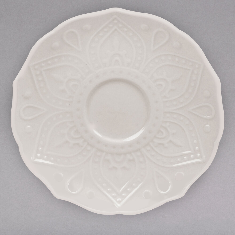 10 Strawberry Street DHLA-0009S Dahlia 5 1/2" White New Bone China Saucer - 36/Case