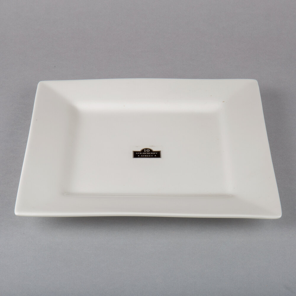 10 Strawberry Street WTR-10SQ Whittier 10" White Square Porcelain Plate - 12/Case