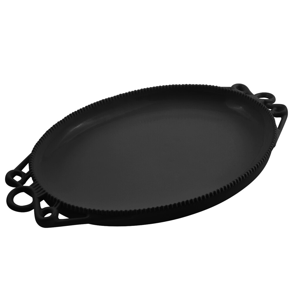 Bon Chef 2104BLK Bolero 15" x 20" Black Sandstone Finish Cast Aluminum Platter