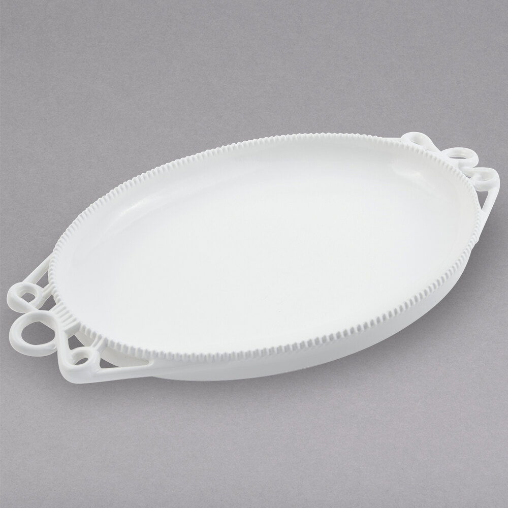 Bon Chef 2104PWHT Bolero 15" x 20" White Sandstone Finish Cast Aluminum Platter