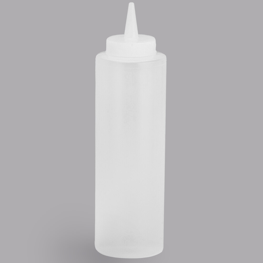 Tablecraft 325-1 24 oz. Clear Wide Cone Tip Squeeze Bottle with 38 mm Opening - 12/Pack