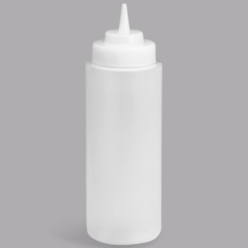 Tablecraft 3263C 32 oz. Clear WideMouth™ and Standard Tip Top Squeeze Bottle with 63 mm Opening - 12/Pack