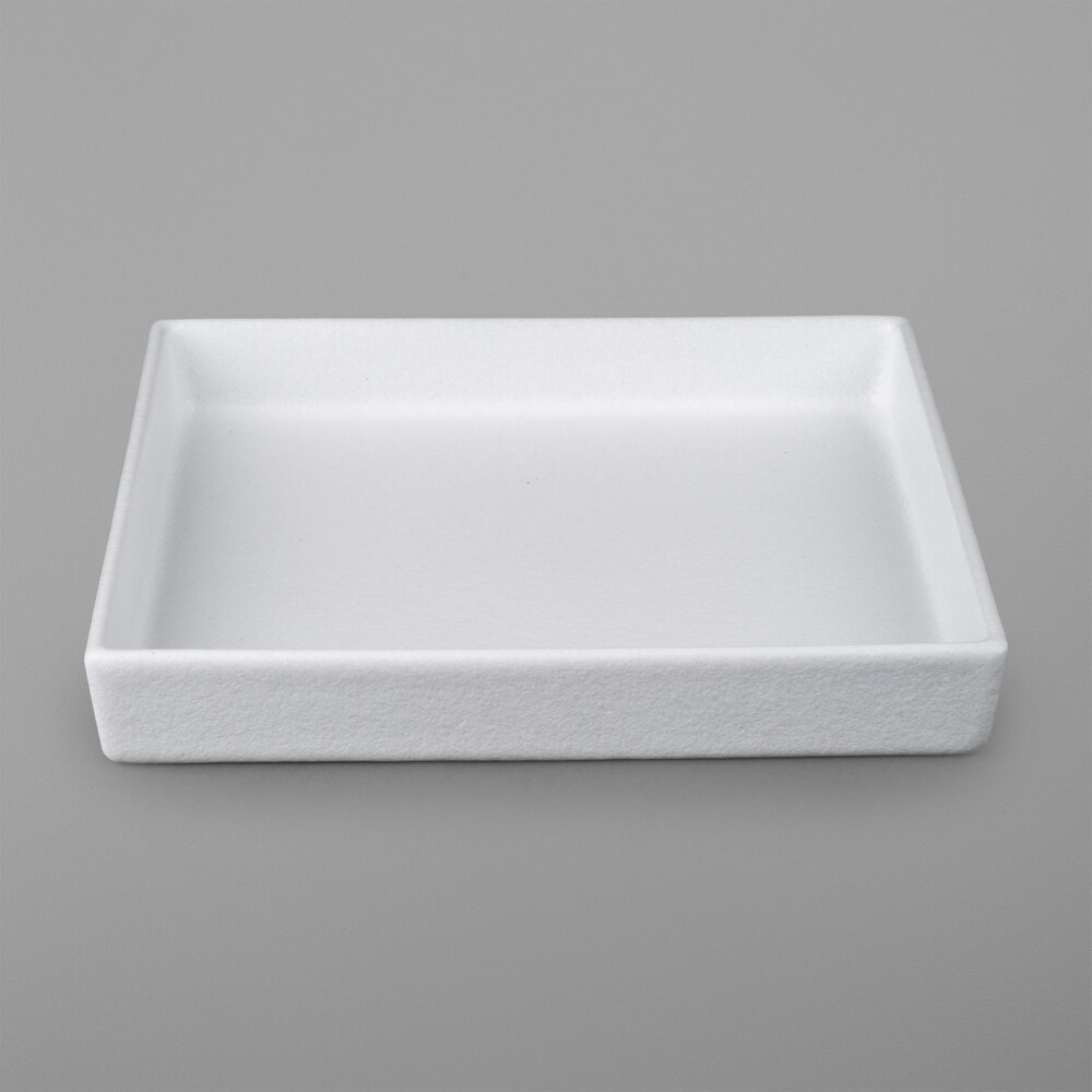 G.E.T. Enterprises COMP08WW Bugambilia 1.3 Qt. Classic Textured Finish White Resin-Coated Aluminum Straight-Sided Square Salad Bowl
