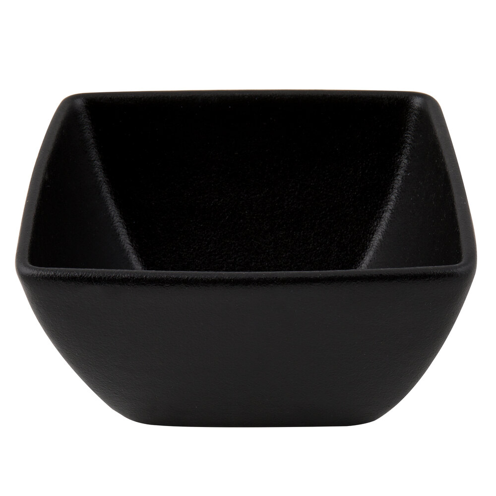G.E.T. Enterprises BSD23BB Bugambilia 1.6 Qt. Classic Textured Finish Black Resin-Coated Aluminum Square China Bowl
