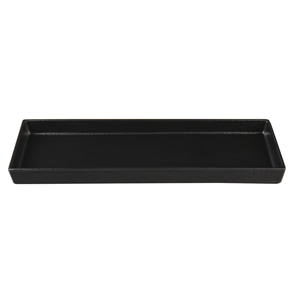 G.E.T. Enterprises COMP09BB Bugambilia 2.1 Qt. Classic Textured Finish Black Resin-Coated Aluminum Straight-Sided Rectangular Salad Bowl