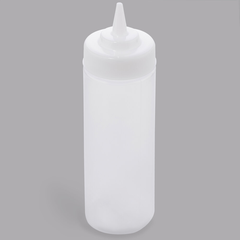 Tablecraft 11253C 12 oz. Clear WideMouth™ Cone Tip Squeeze Bottle with 53 mm Opening - 12/Pack