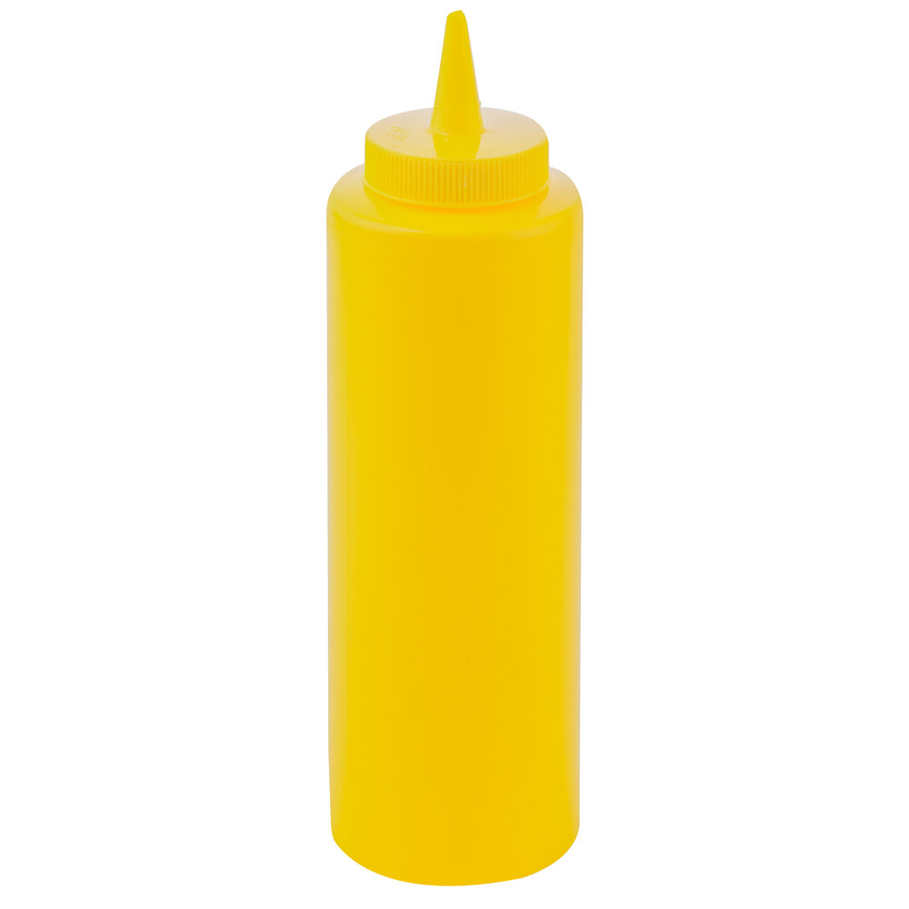 Tablecraft 112M 12 oz. Yellow Cone Tip Squeeze Bottle with 38 mm Opening - 12/Pack