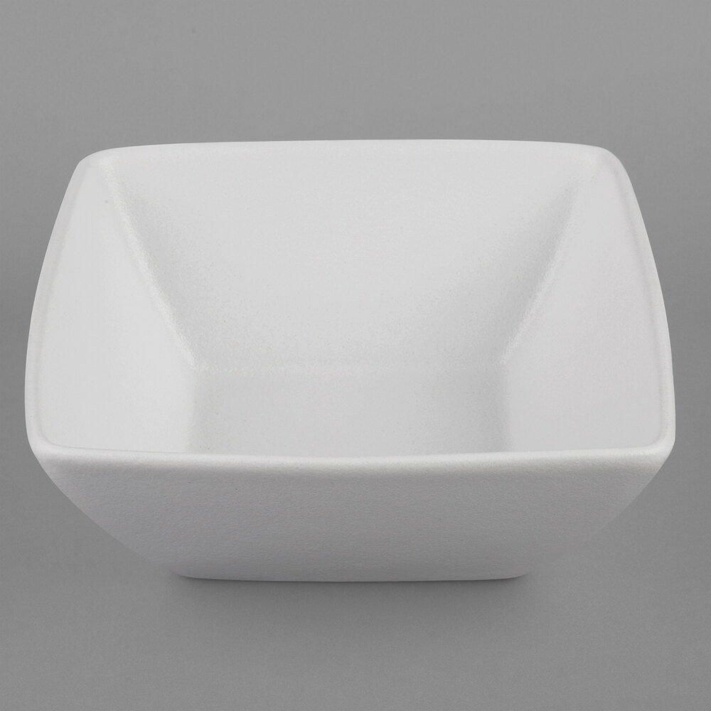 G.E.T. Enterprises BSD24WW Bugambilia 3.2 Qt. Classic Textured Finish White Resin-Coated Aluminum Square China Bowl