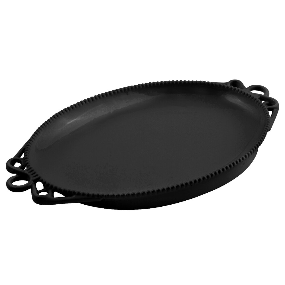 Bon Chef 2100BLK Bolero 12 1/2" x 17 1/2" Black Sandstone Finish Cast Aluminum Platter