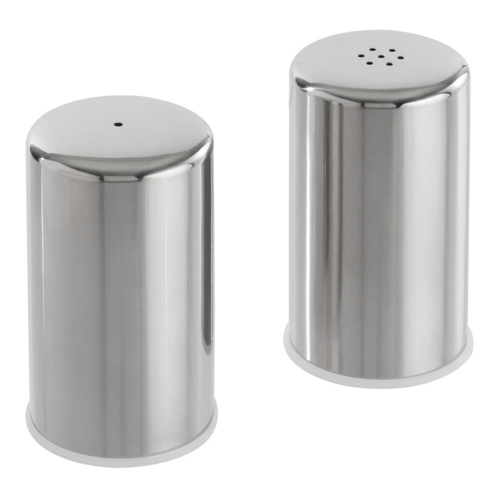American Metalcraft SSP2 2 oz. Brushed Stainless Steel Salt and Pepper Shaker Set - 12/Case