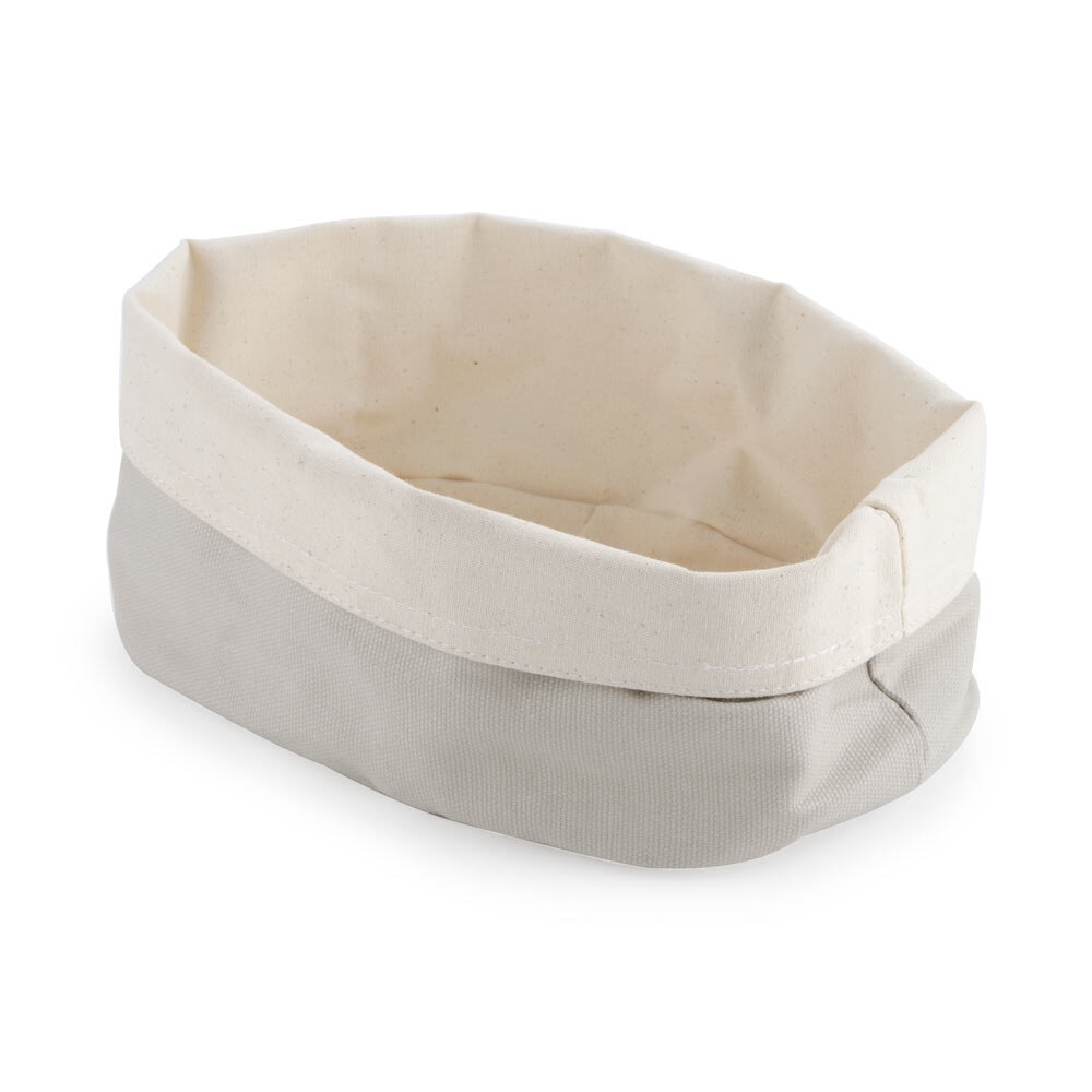 American Metalcraft TV8 9 7/8" Round Cream and Gray Canvas Bread Basket