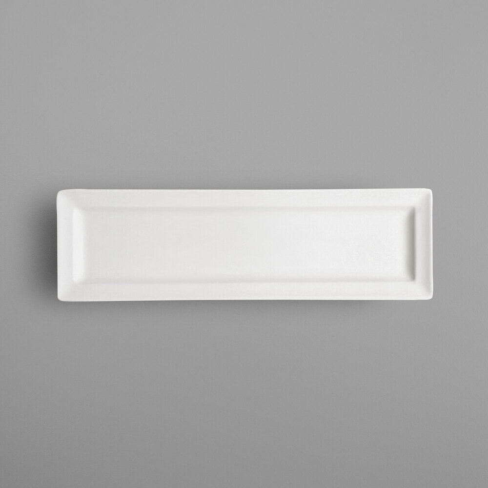 RAK Porcelain CLRP21 Classic Gourmet 8 1/4" x 2 3/4" Ivory Porcelain Rectangular Platter - 12/Case