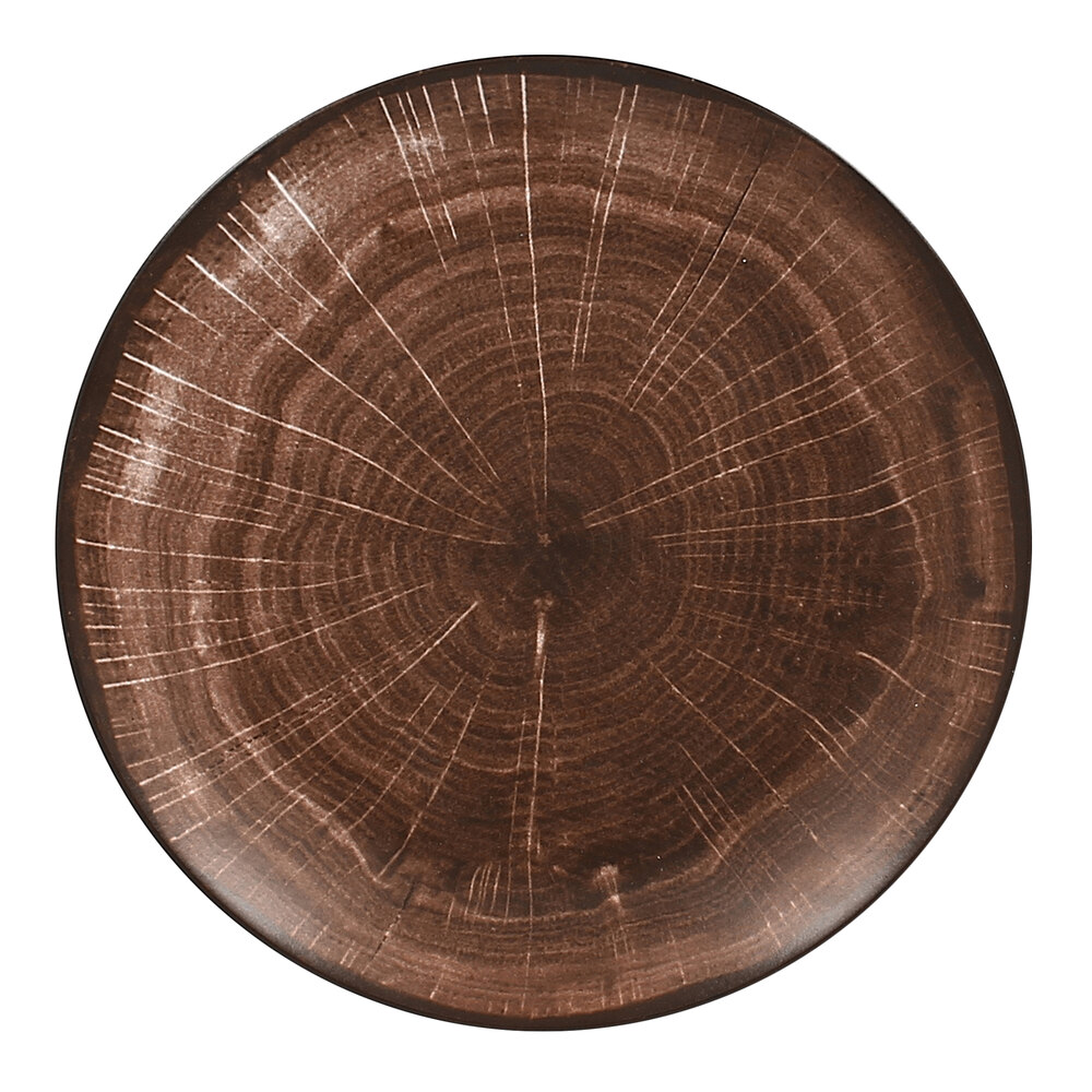 RAK Porcelain WDNNPR15OB Woodart 5 7/8" Oak Brown Porcelain Flat Coupe Plate - 24/Case