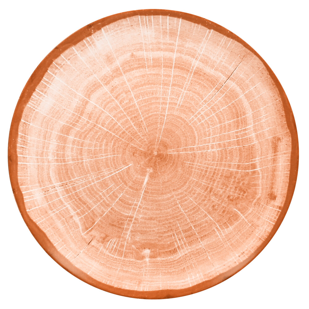 RAK Porcelain WDNNPR21CO Woodart 8 1/4" Cedar Orange Porcelain Flat Coupe Plate - 12/Case