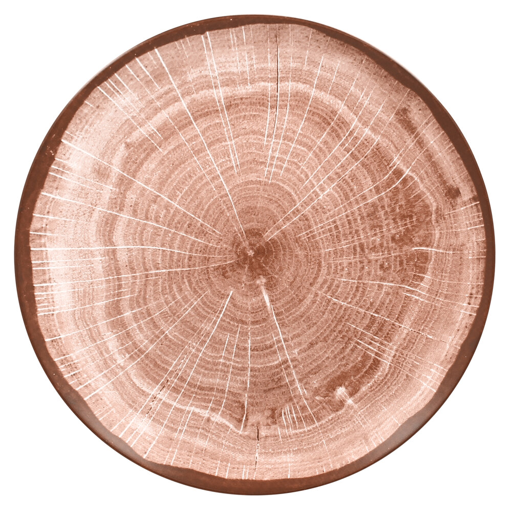 RAK Porcelain WDNNPR21WB Woodart 8 1/4" Walnut Brown Porcelain Flat Coupe Plate - 12/Case