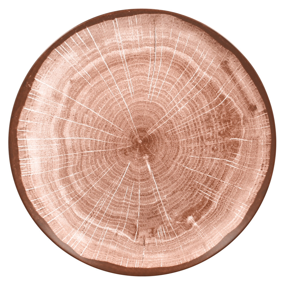 RAK Porcelain WDNNPR24WB Woodart 9 1/2" Walnut Brown Porcelain Flat Coupe Plate - 12/Case