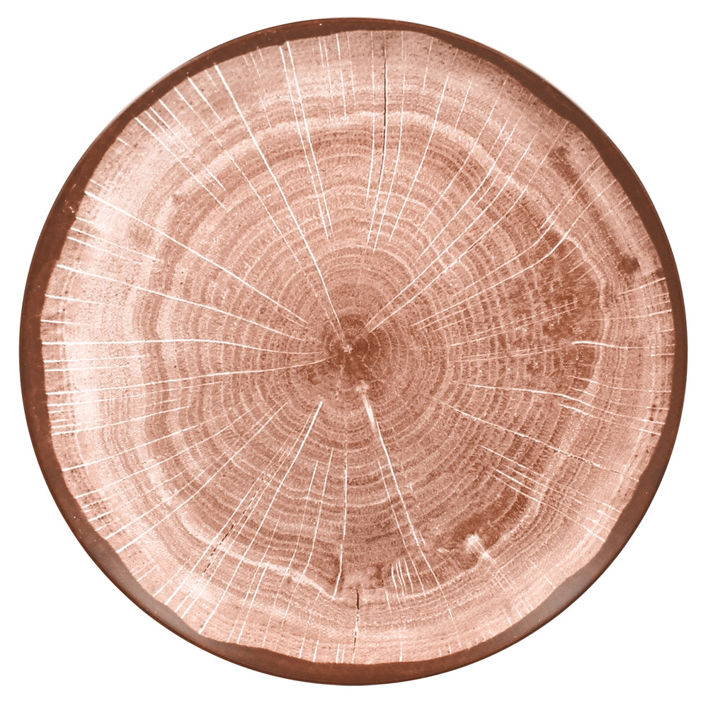 RAK Porcelain WDNNPR27WB Woodart 10 5/8" Walnut Brown Porcelain Flat Coupe Plate - 12/Case