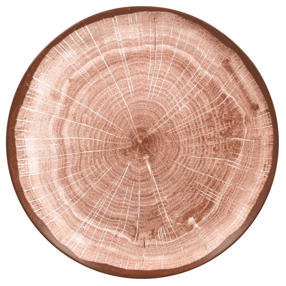 RAK Porcelain WDNNPR29WB Woodart 11 7/16" Walnut Brown Porcelain Flat Coupe Plate - 12/Case