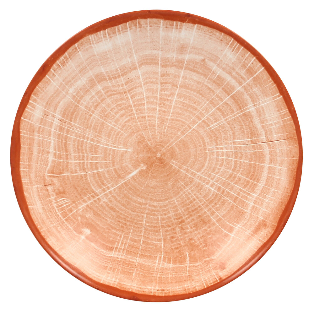 RAK Porcelain WDBUBC26CO Woodart 10 1/4" Cedar Orange Porcelain Deep Coupe Plate - 12/Case