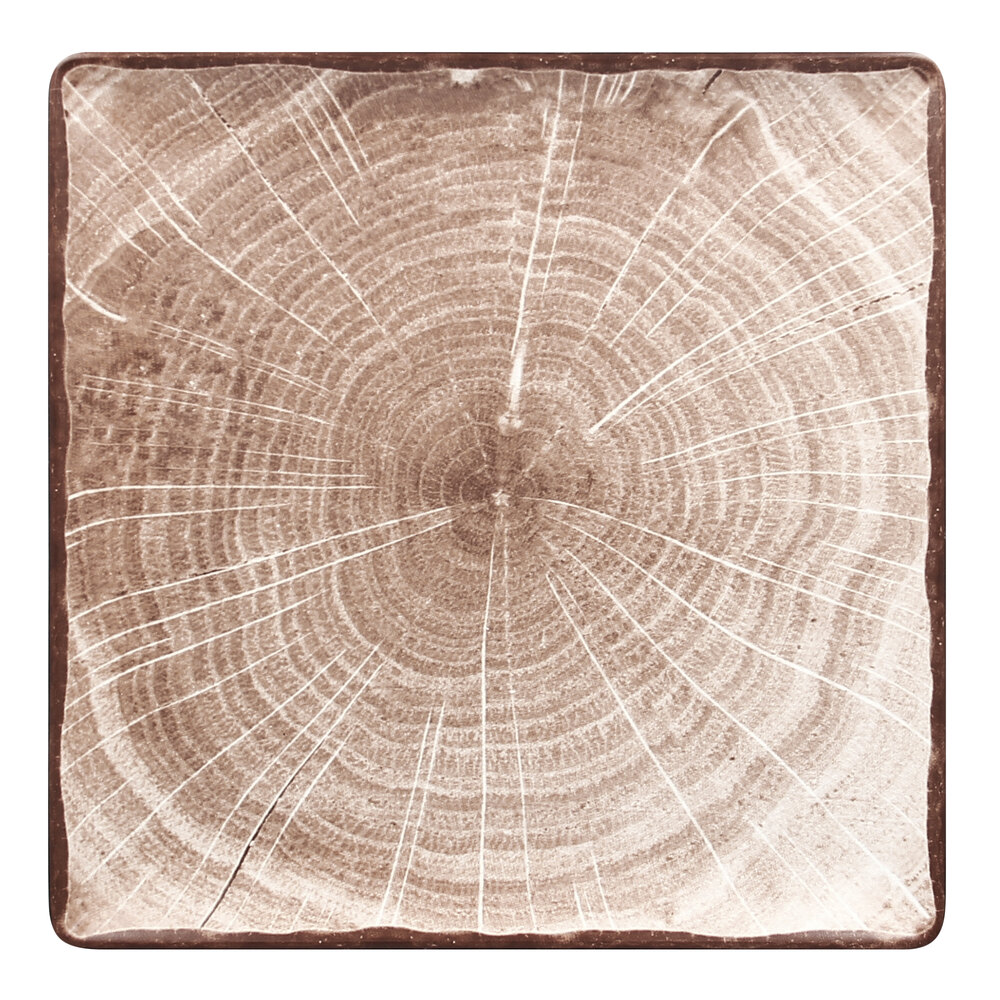 RAK Porcelain WDEDSQ30OB Woodart 12" Oak Brown Porcelain Square Coupe Plate - 6/Case